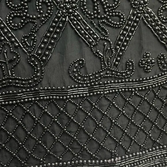 🌹 Vintage 1980s Night Vogue Oversized Black Beaded Textured Evening Jacket EUC