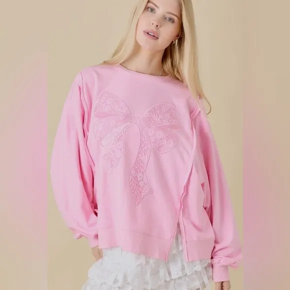 014. NEW The Lacey Bow Embroidery Sweater
