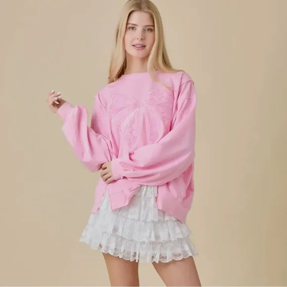 014. NEW The Lacey Bow Embroidery Sweater