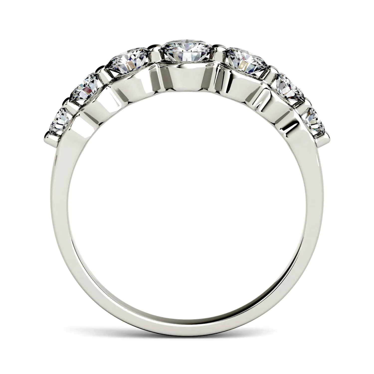 0.87 CTW DEW Round Moissanite Seven Stone Ring in 14K White Gold