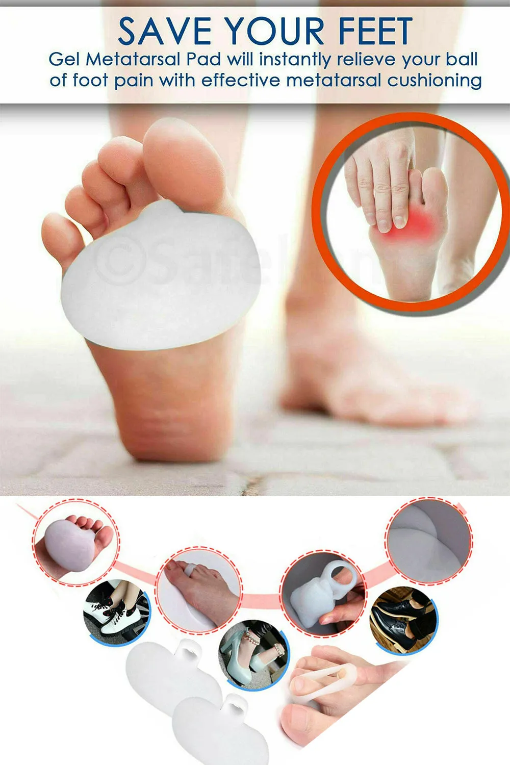 10 Pack Anti Slip Forefoot Shoe Insole