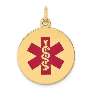 14k Yellow Gold Medical Alert ID Charm Pendant
