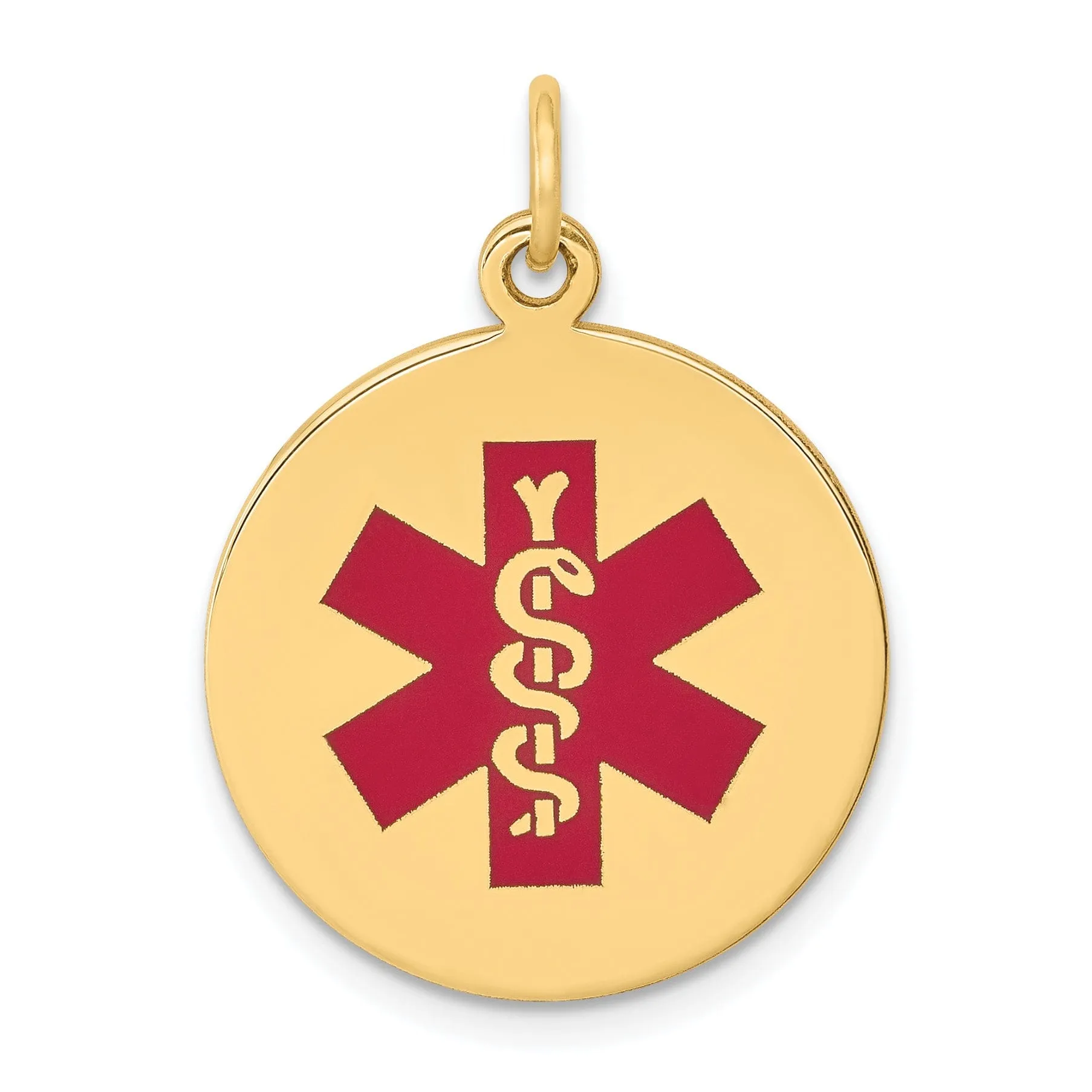 14k Yellow Gold Medical Alert ID Charm Pendant