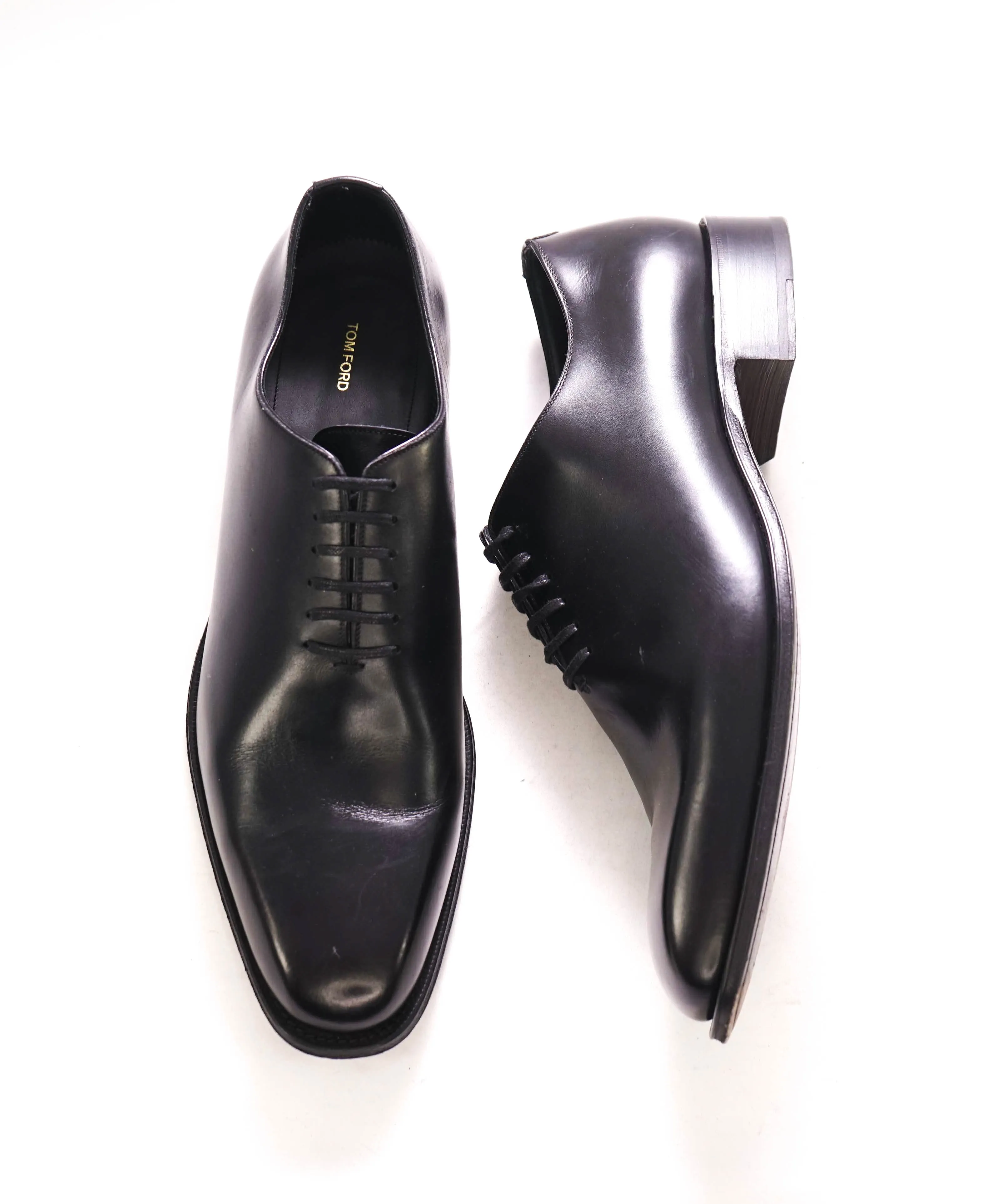 $1,890 TOM FORD - "ELKAN" Black Leather WHOLECUT Oxfords - 13.5 US (13 TF)