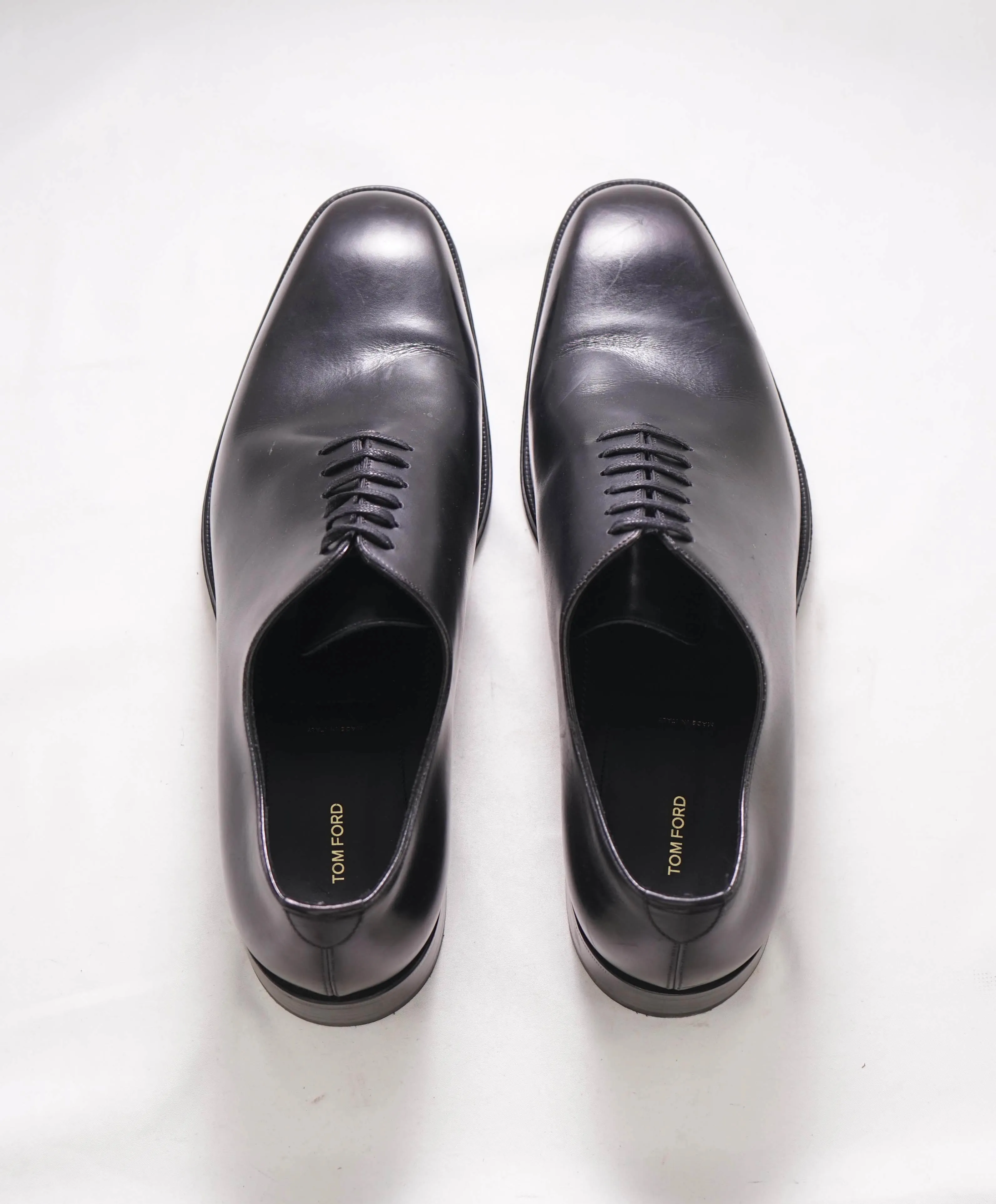 $1,890 TOM FORD - "ELKAN" Black Leather WHOLECUT Oxfords - 13.5 US (13 TF)