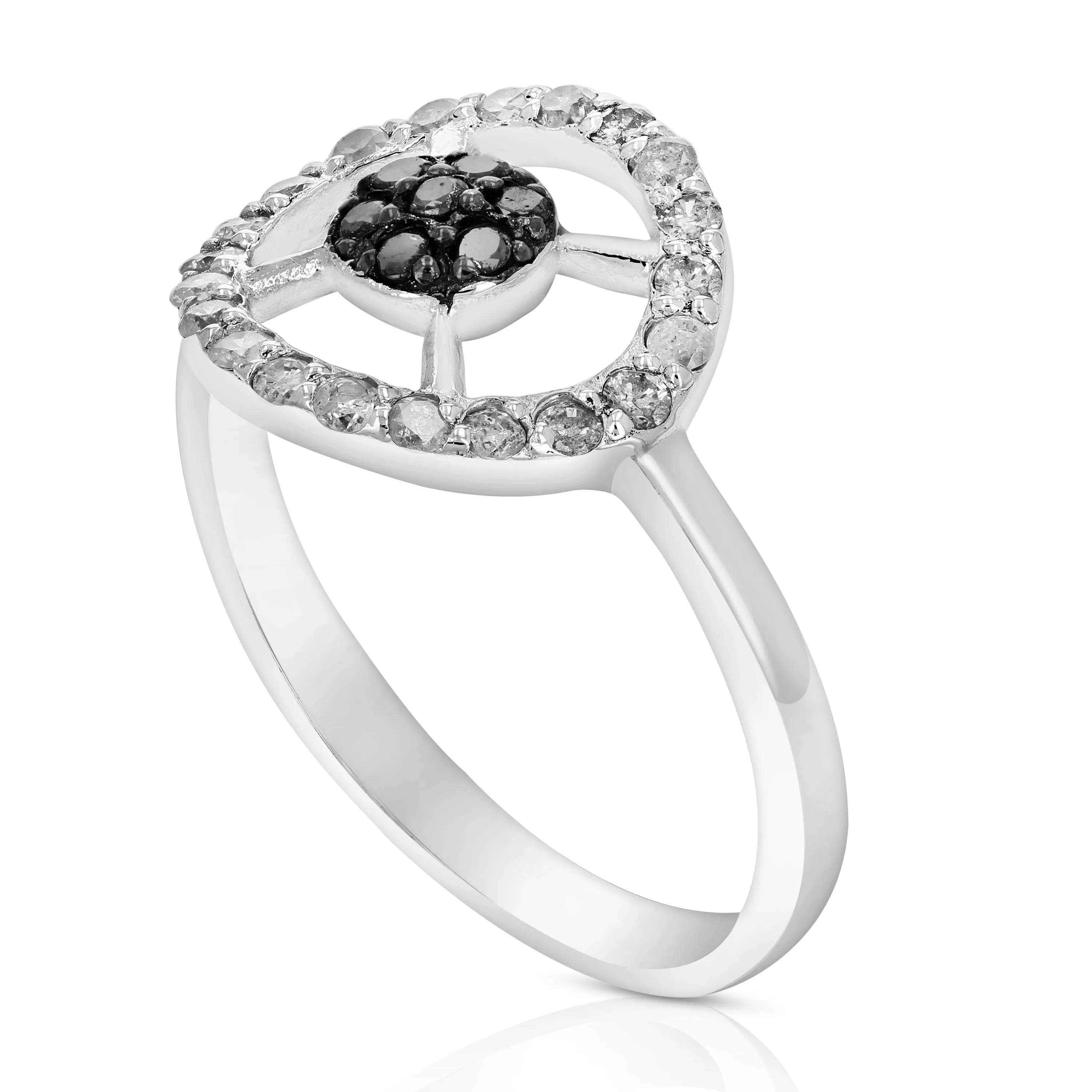 2/5 cttw Black and White Diamond Statement Ring in Sterling Silver