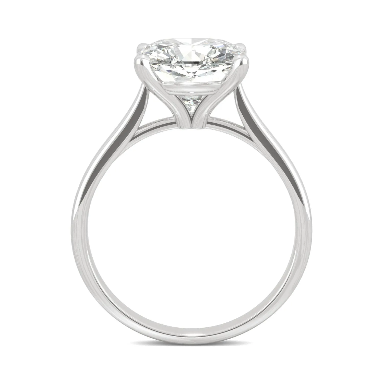 3.30 CTW DEW Cushion Moissanite Engagement Ring in 14K White Gold