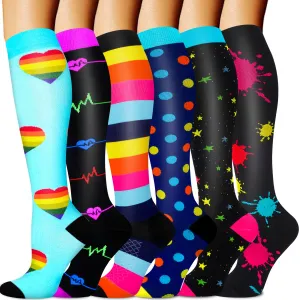 6-Pairs Cool Stylish Design Compression Socks （20-30mmHg）| Actinput