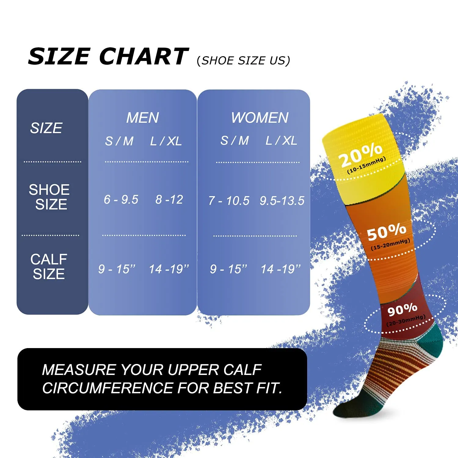 6-Pairs Cool Stylish Design Compression Socks （20-30mmHg）| Actinput