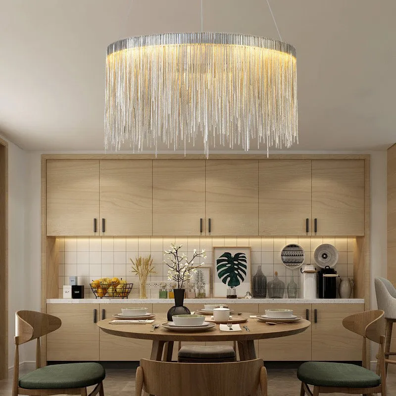 Aluminum chain Stream chandelier