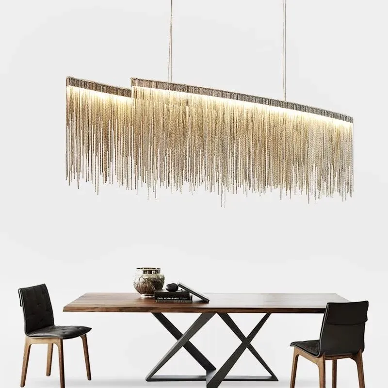 Aluminum chain Stream chandelier