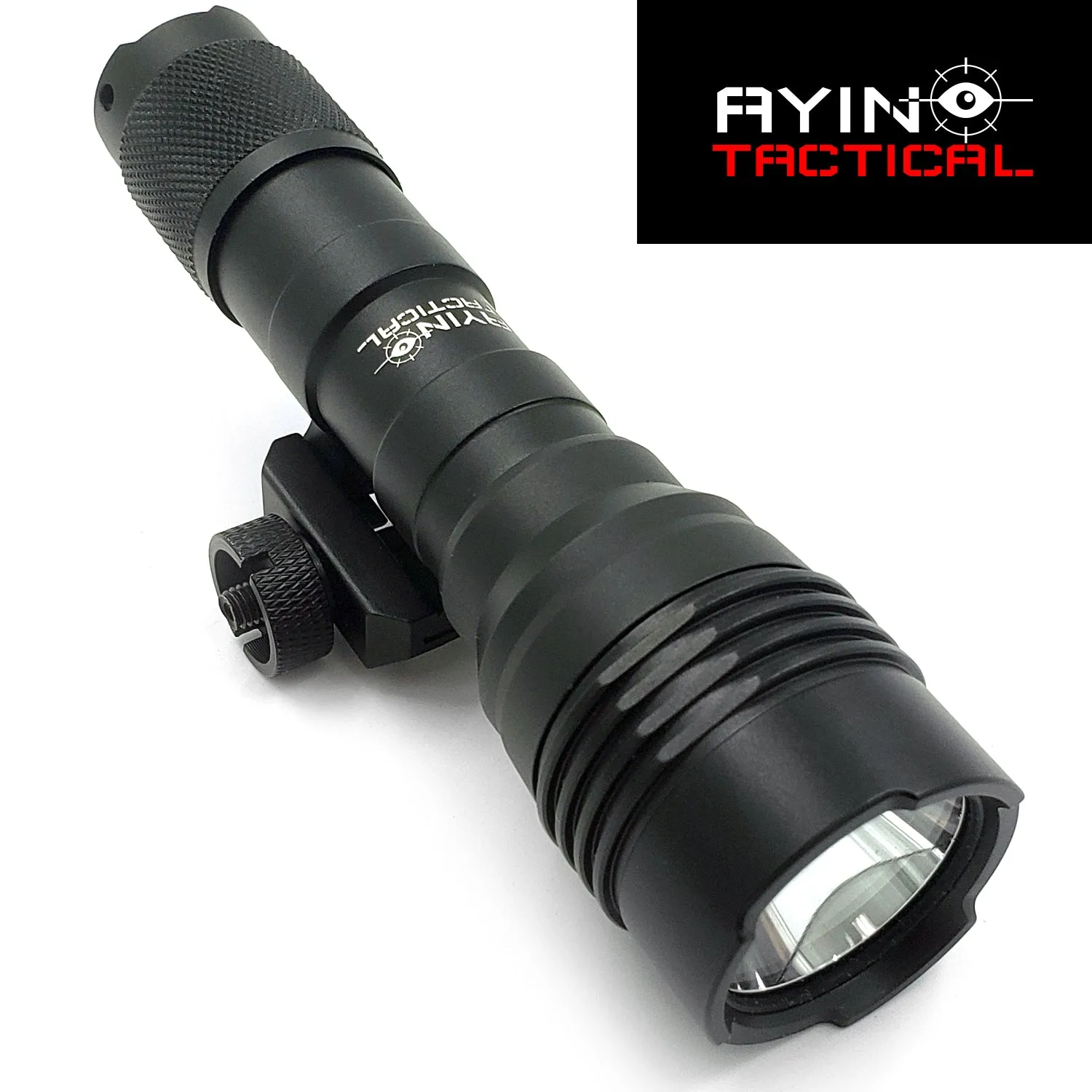 AYIN Tactical Storm 1200 Lumen Long Gun Light, Rechargeable, Dual Fuel, Rail Mount, Remote Switch, Mounting Hardware, 18650 Battery, Charger, Color Black Retail Packaging / Gift Box