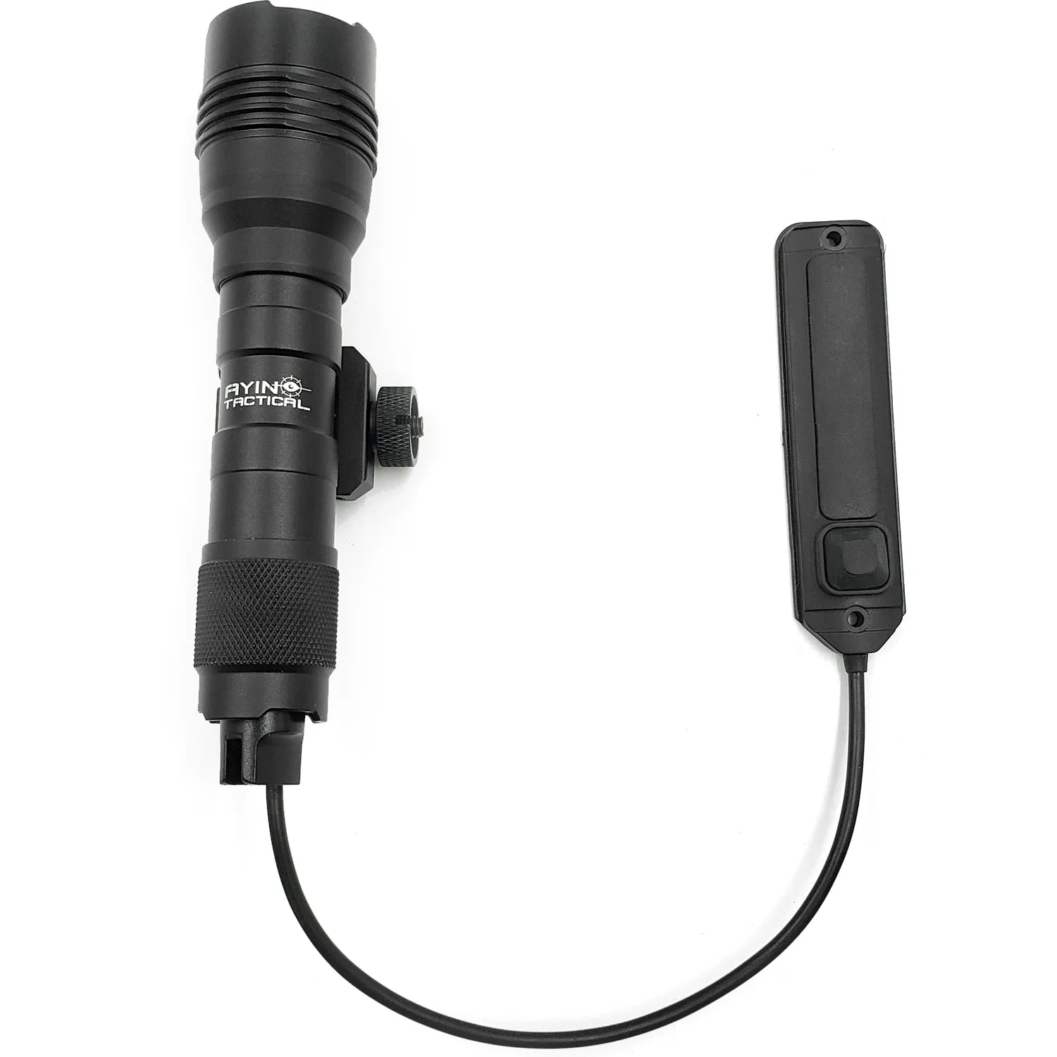 AYIN Tactical Storm 1200 Lumen Long Gun Light, Rechargeable, Dual Fuel, Rail Mount, Remote Switch, Mounting Hardware, 18650 Battery, Charger, Color Black Retail Packaging / Gift Box