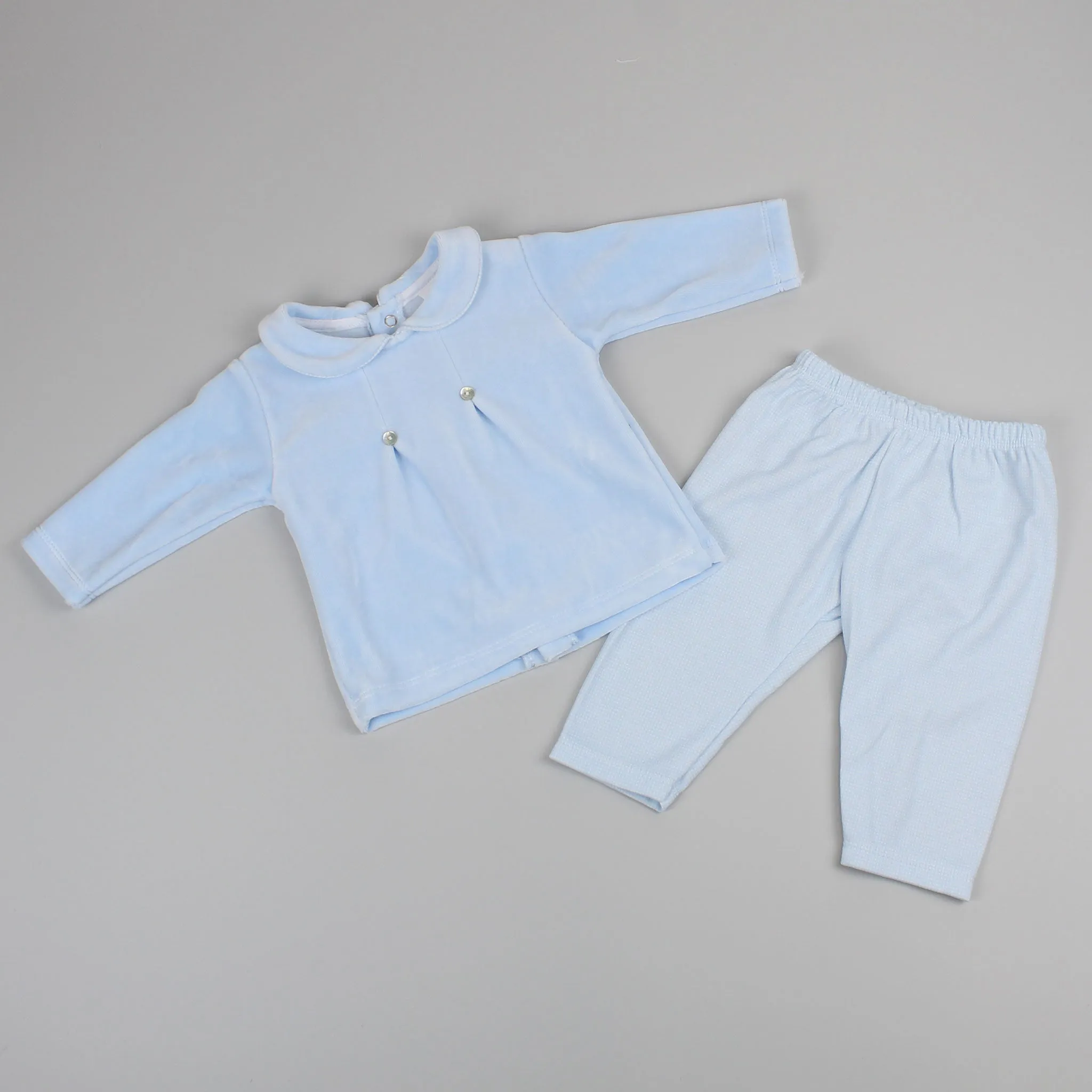 Baby Boys Two Piece - Velour Top and Cotton Bottoms - Blue
