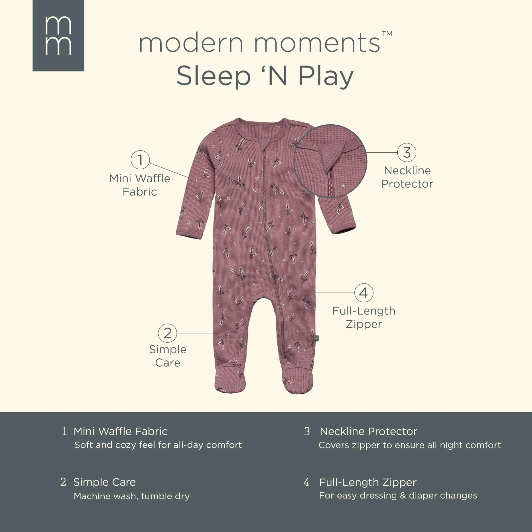 Baby Girls Grape Vines Waffle Sleep 'N Play