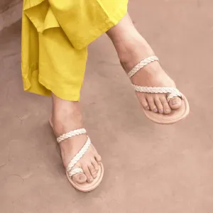 BLINGY Beige Strappy Shimmery Slides