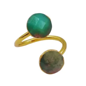 Boho & Mala Australian Jade Gold Adjustable Ring R1075