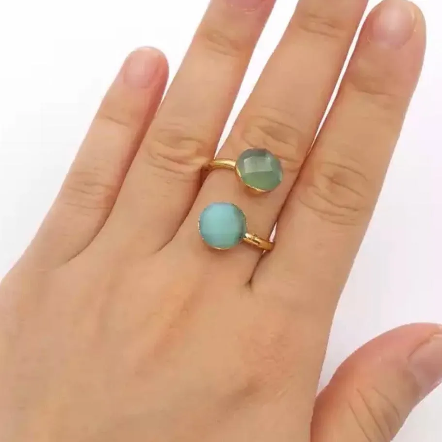 Boho & Mala Australian Jade Gold Adjustable Ring R1075