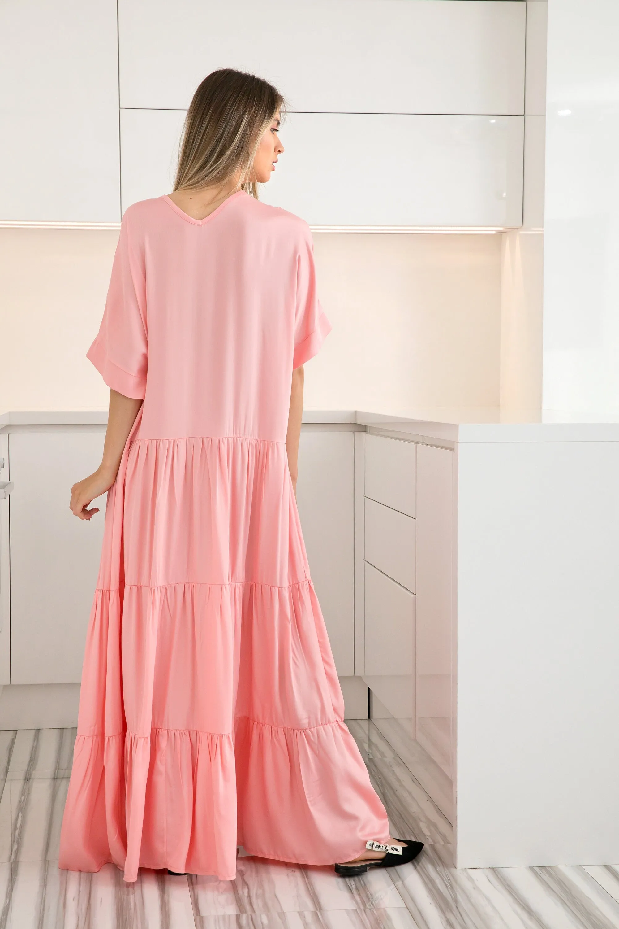 Boho Maxi Dress, Pink Maxi Dress, Kaftan Dress, Bohemian Clothing, Plus Size Dress, Gypsy Dress, Ruffle Dress, Beach Caftan Dress, Loose