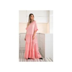 Boho Maxi Dress, Pink Maxi Dress, Kaftan Dress, Bohemian Clothing, Plus Size Dress, Gypsy Dress, Ruffle Dress, Beach Caftan Dress, Loose