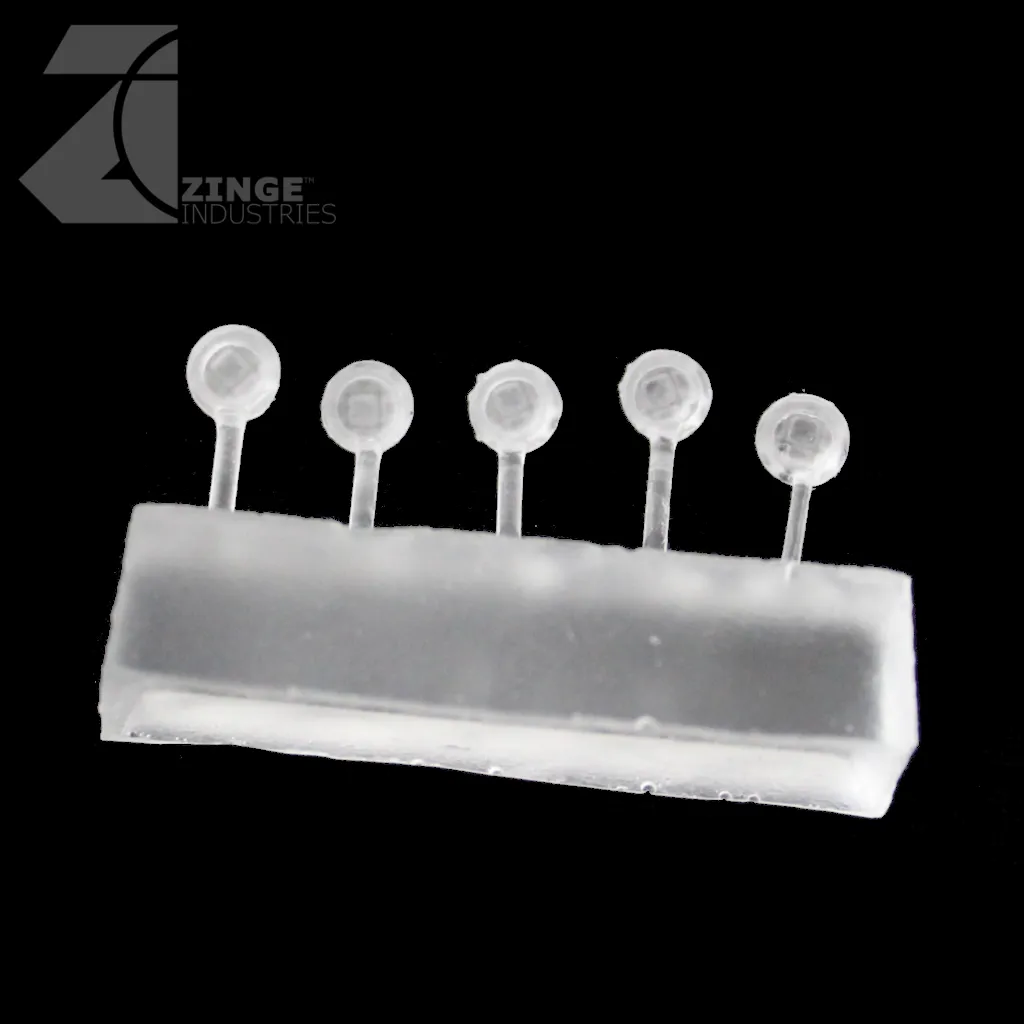 Bulkhead Lights - Sprue of 5 - 5mm Round Bulkhead Light - Transparent Light Diffuser