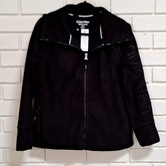 Calvin Klein Performace Black Zip-Up Fleece Jacket. Size Medium NWT