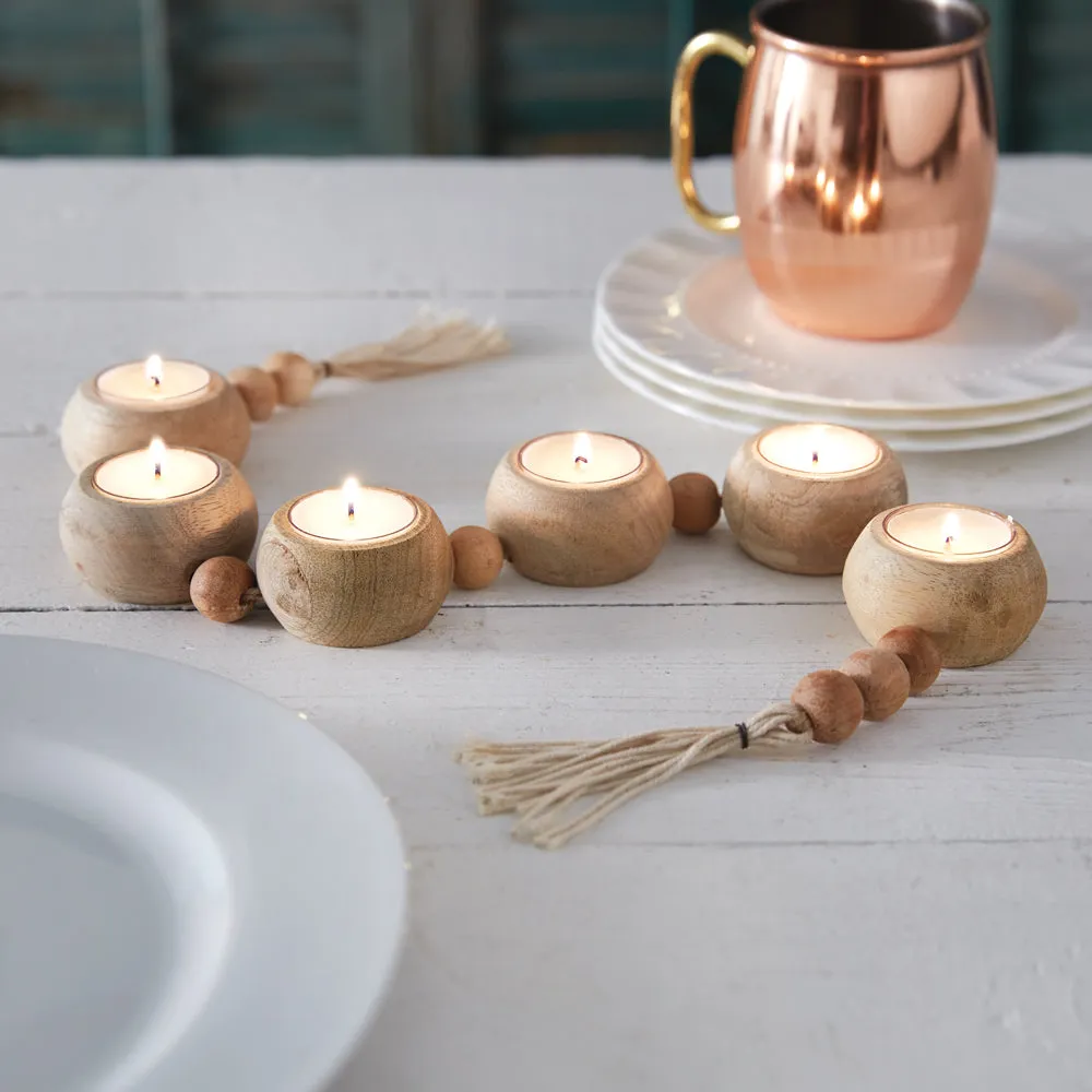Charming Beaded Garland Tea Light Candle Holder