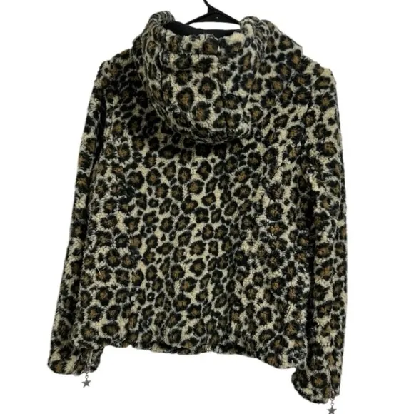 Chaser Zip Sherpa Hooded Animal Print full zip jacket NWT
