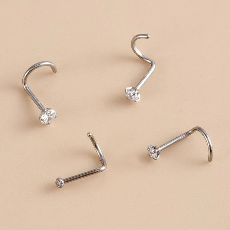 Chic Cubic Zirconia Titanium Nose Piercing Nose Stud