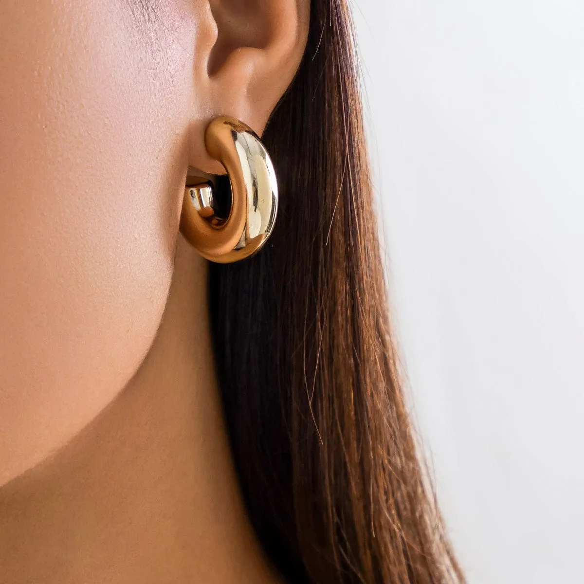Chic Gold Silver Plated C Shaped Stud Earrings Set