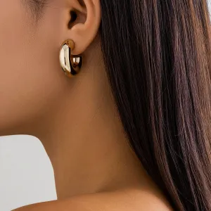 Chic Gold Silver Plated C Shaped Stud Earrings Set