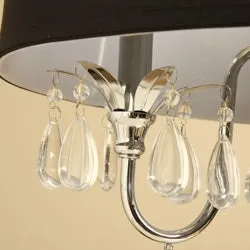 Chrome 3-light Black Shade Crystal Chandelier
