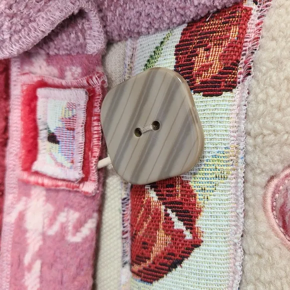 COLDWATER CREEK Patchwork Hearts Soft Artists Wonder Jacket PM