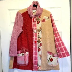 COLDWATER CREEK Patchwork Hearts Soft Artists Wonder Jacket PM