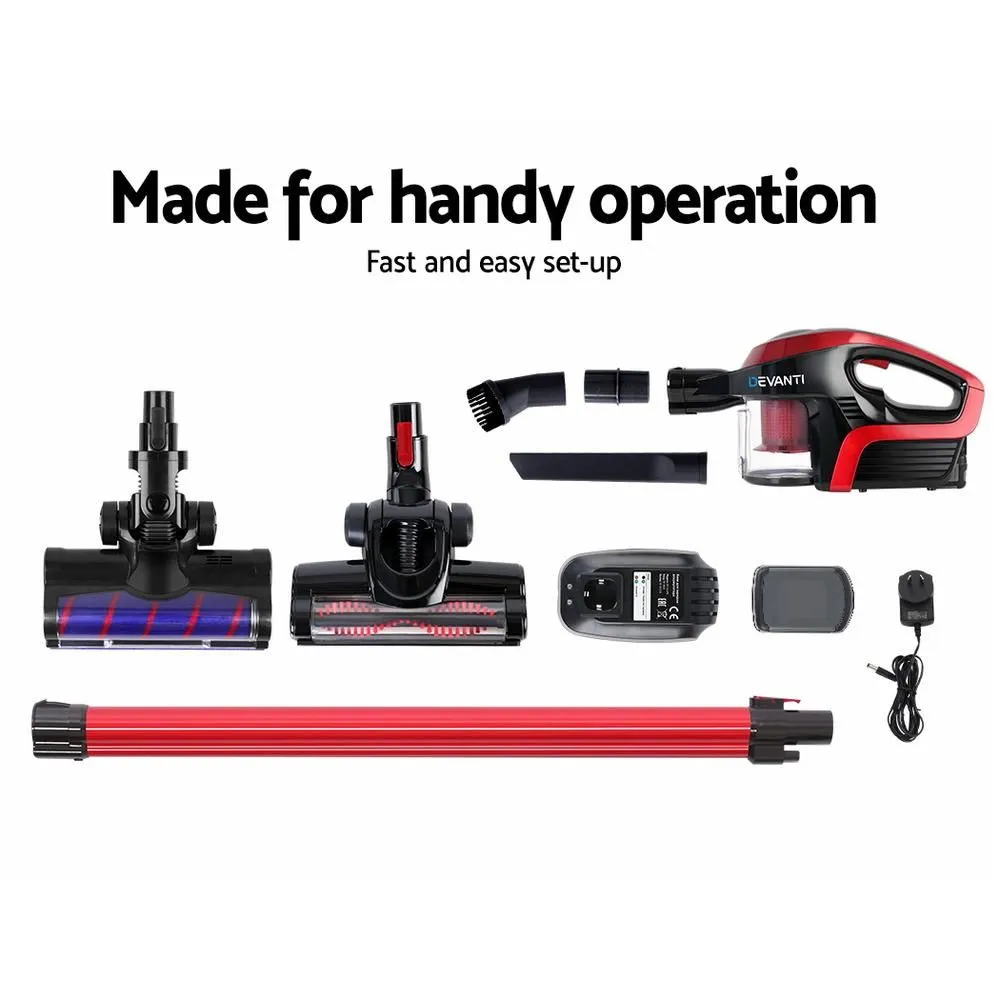 Cordless 150w Handstick Vacuum Cleaner Red and Black