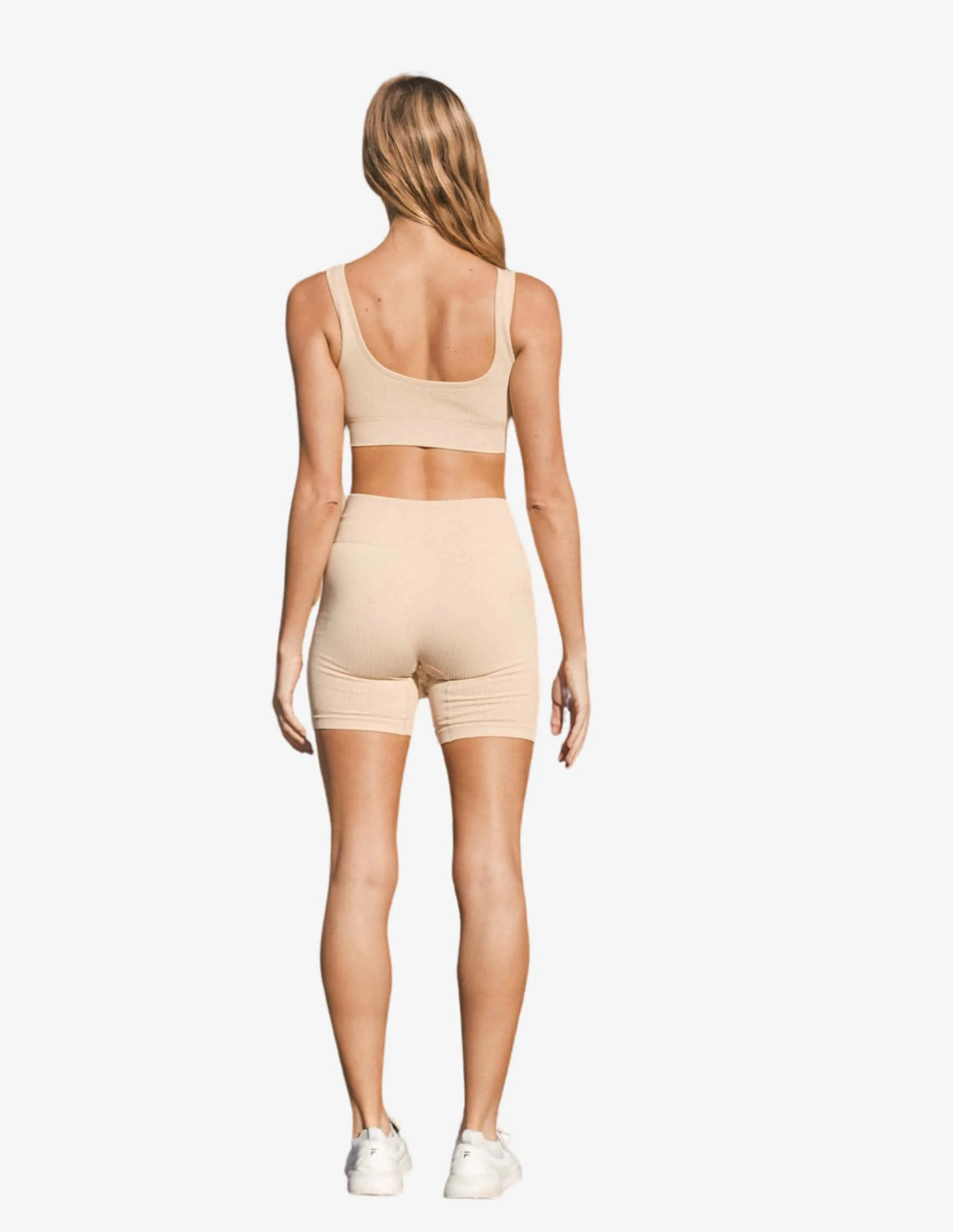 Cream Seamless Biker Shorts Beige