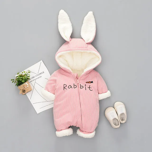 Cute Rabbit Printed Hooded Ears Bodysuit