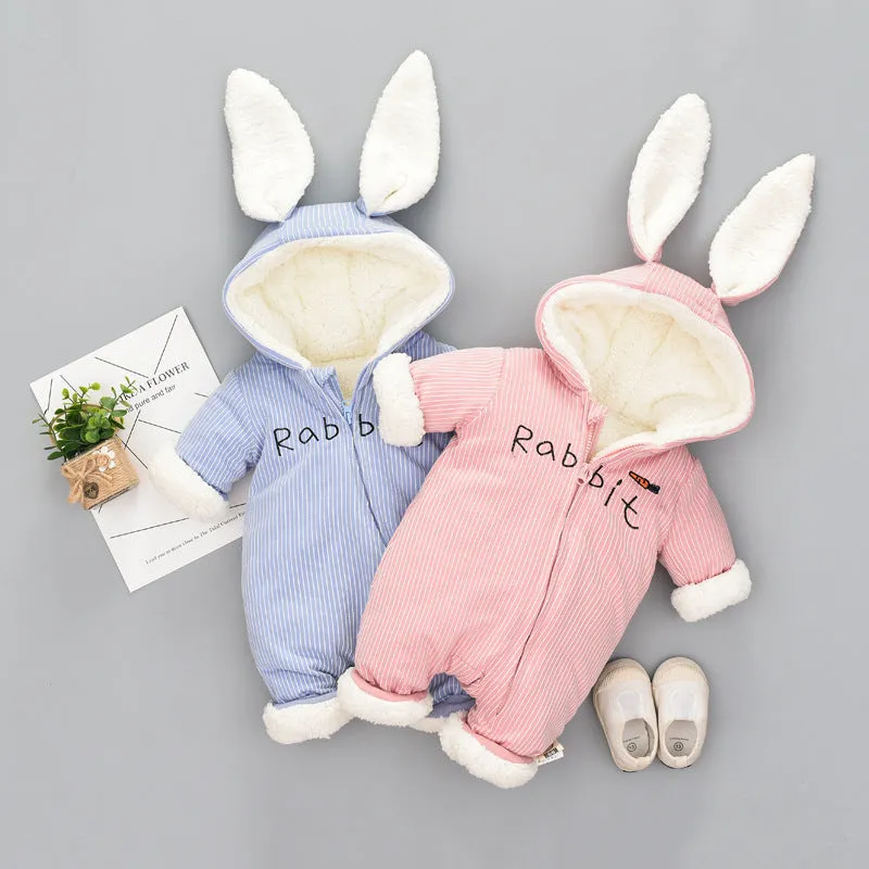 Cute Rabbit Printed Hooded Ears Bodysuit