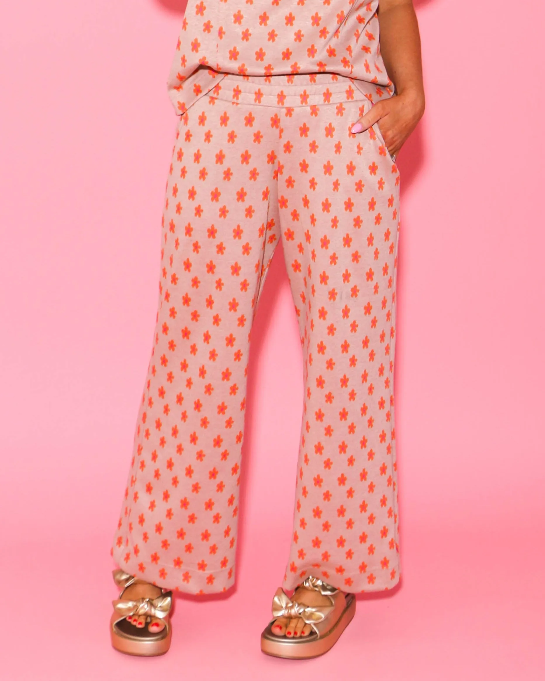 Daisy Cap Sleeve Pullover and Knit Pant Set