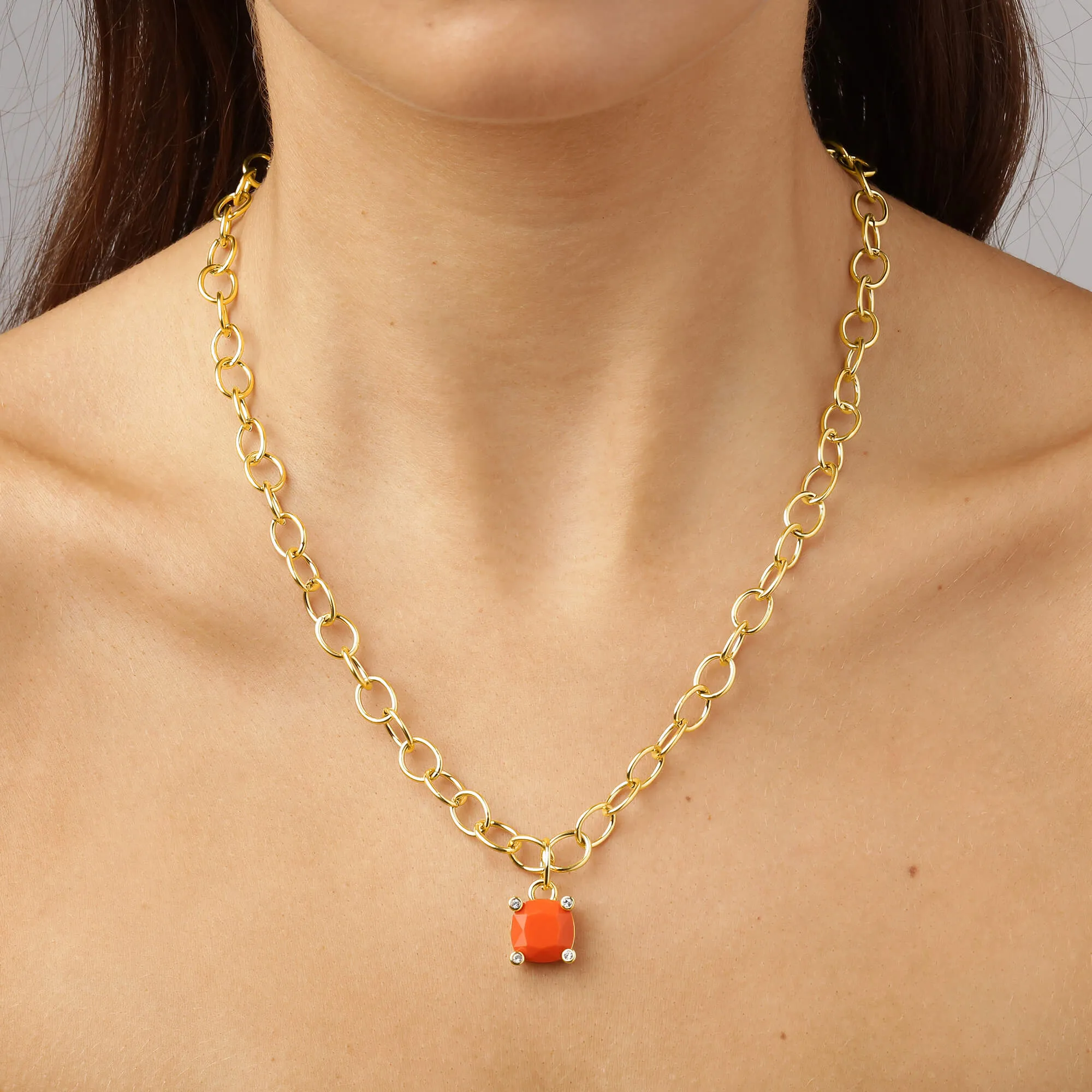Dyrberg Kern Ramina Gold Necklace - Coral