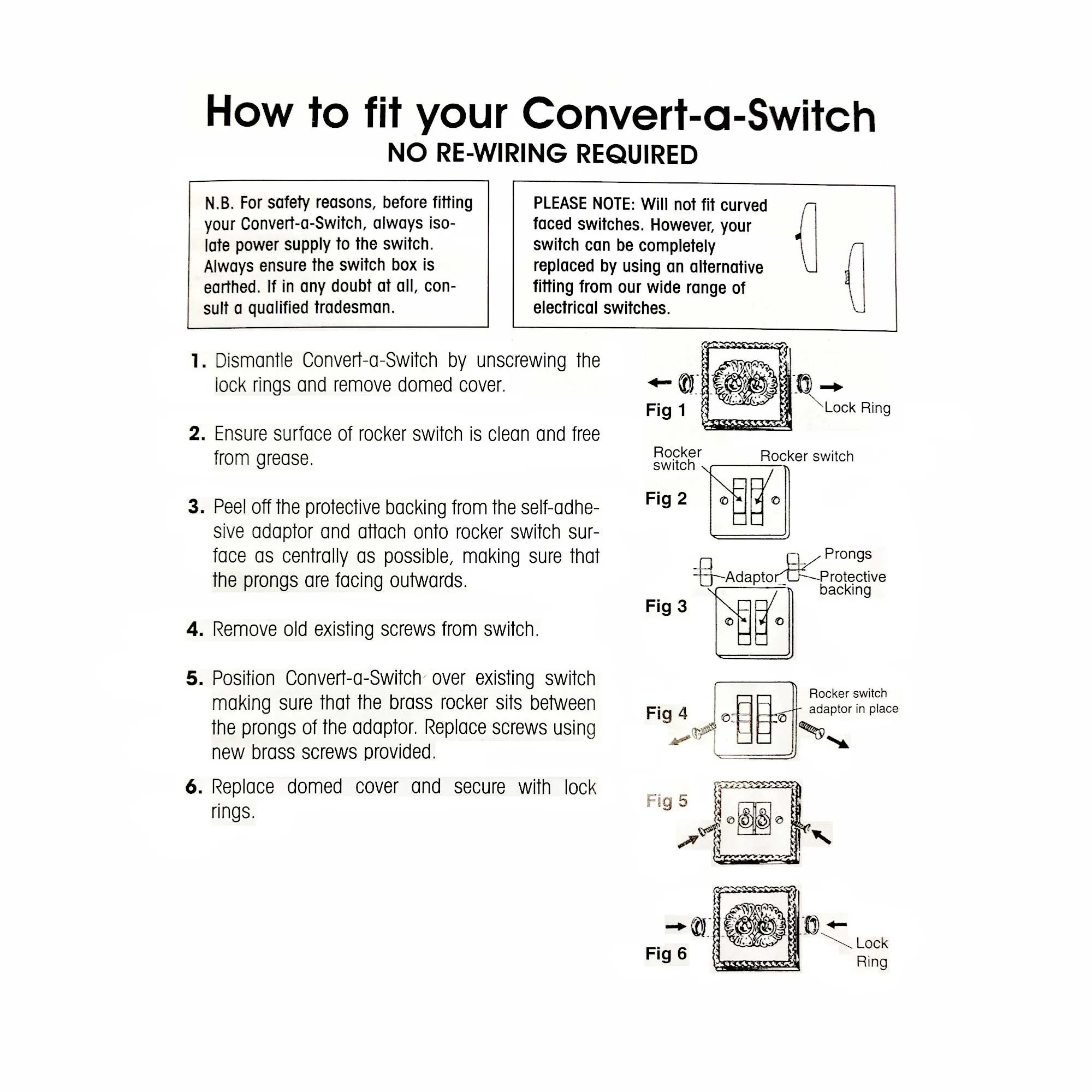 ElekTek Convert-a-Switch Victorian Brass Light Switch Toggle Cover Plate