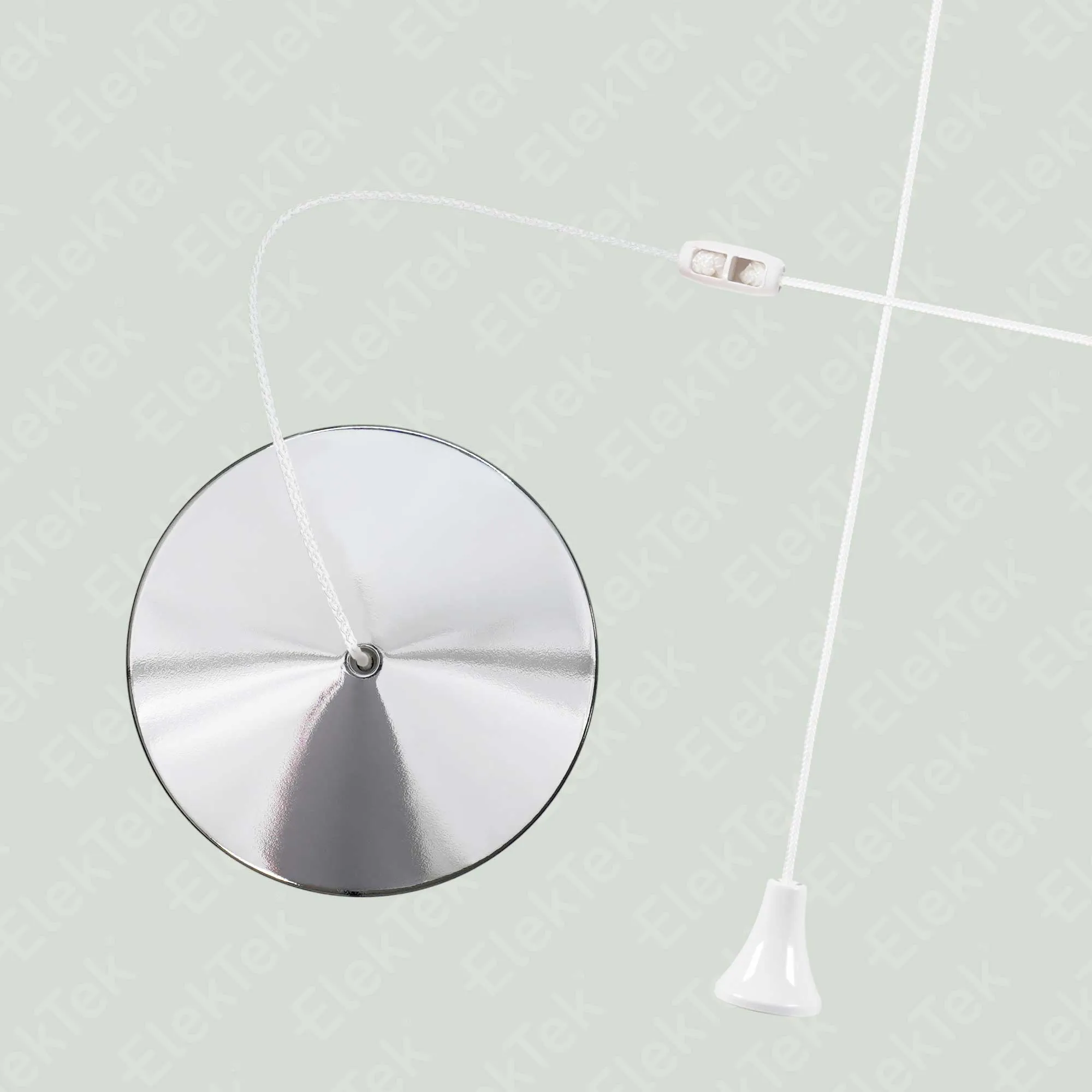 ElekTek Light Pull Cord Switch Ideal for Bathroom Ceiling with Metal Plated Cover (Matt Black - Thermoplastic)