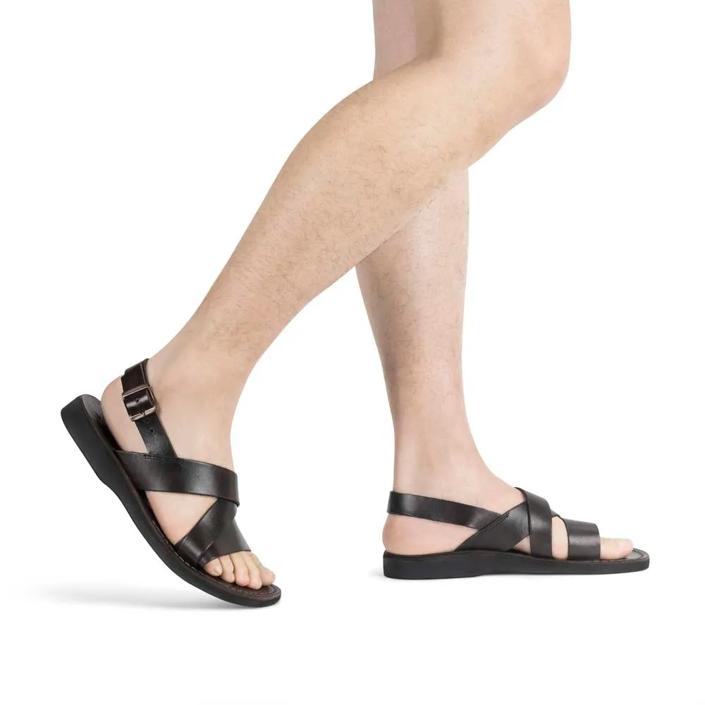 Elisha - Leather Three Strap Sandal | Brown