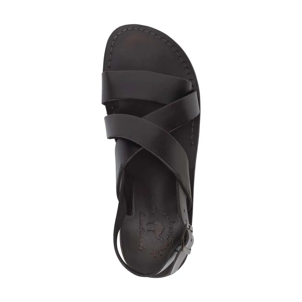 Elisha - Leather Three Strap Sandal | Brown