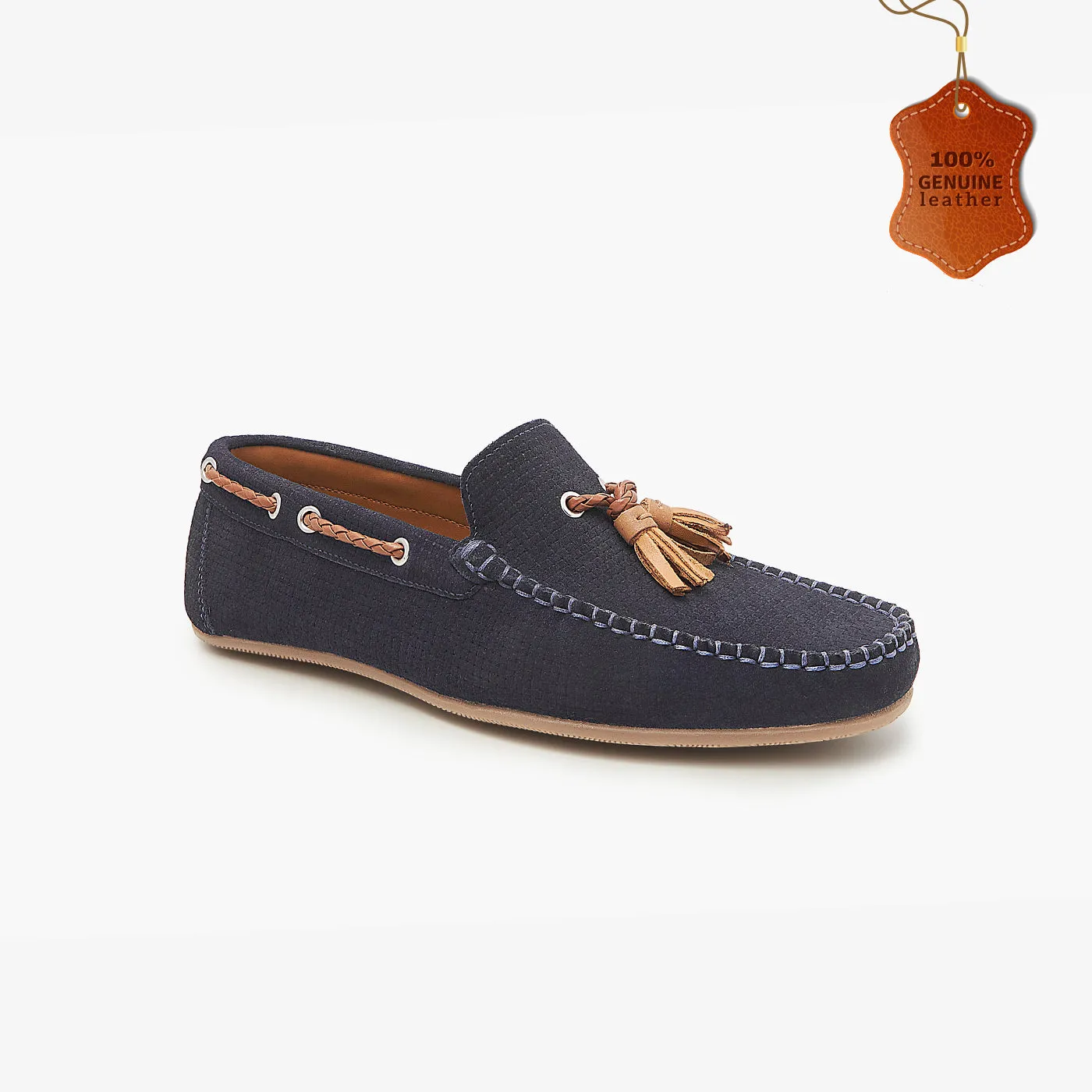 Embossed Suede Loafers