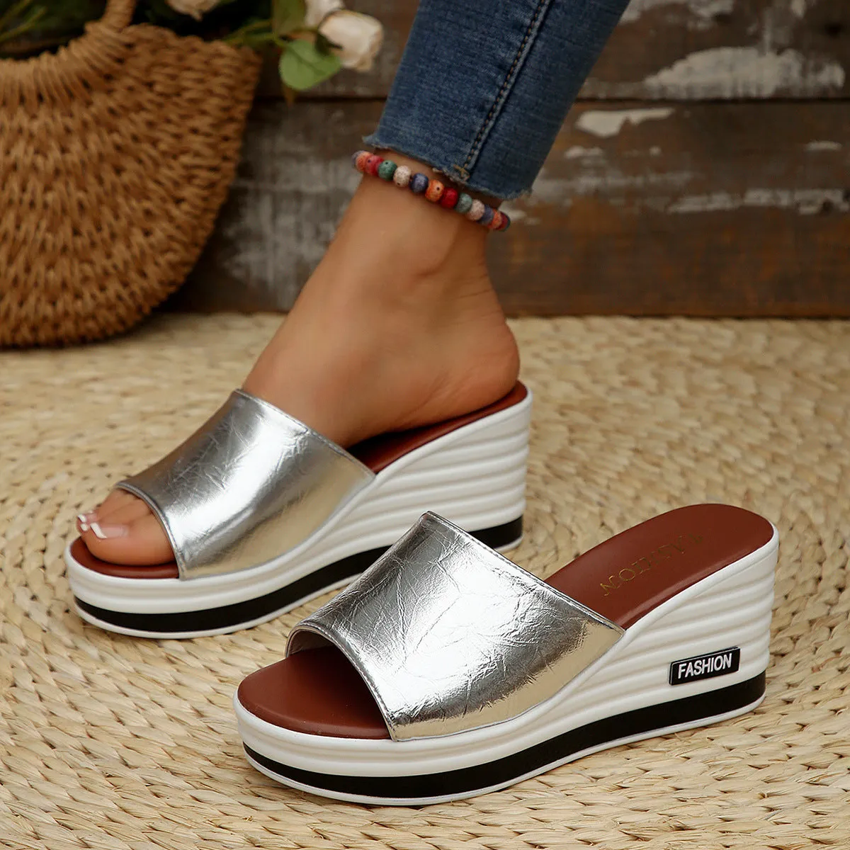 Female Stylish Peep Toe Wedge Sandals