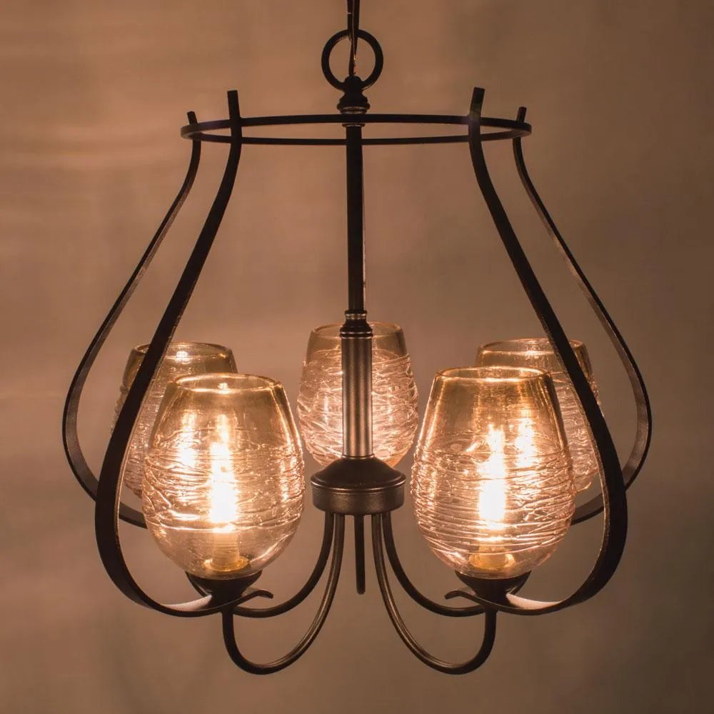 Flora Chandelier 5 Arm Up with Basket