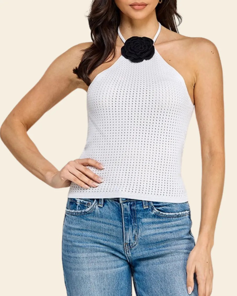 FLOWER HALTER TOP