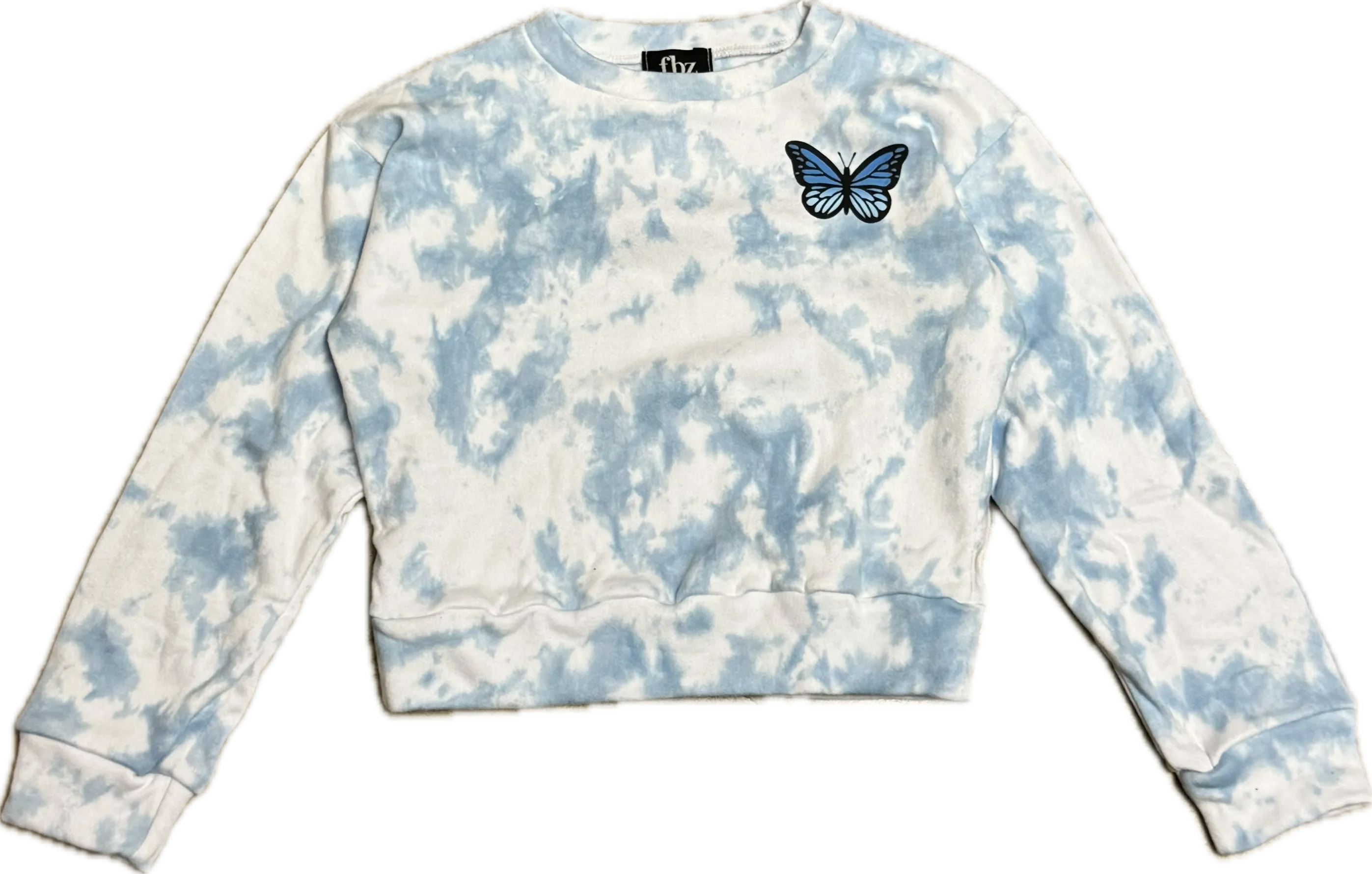FLOWERS BY ZOE- Blue Butterfly Tye Dye Sweatshirt