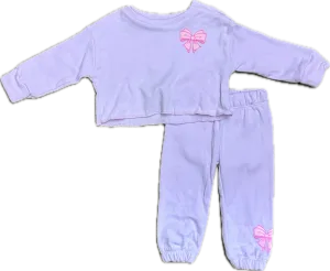 FLOWERS BY ZOE- Light Pink Bow Baby Lounge Set